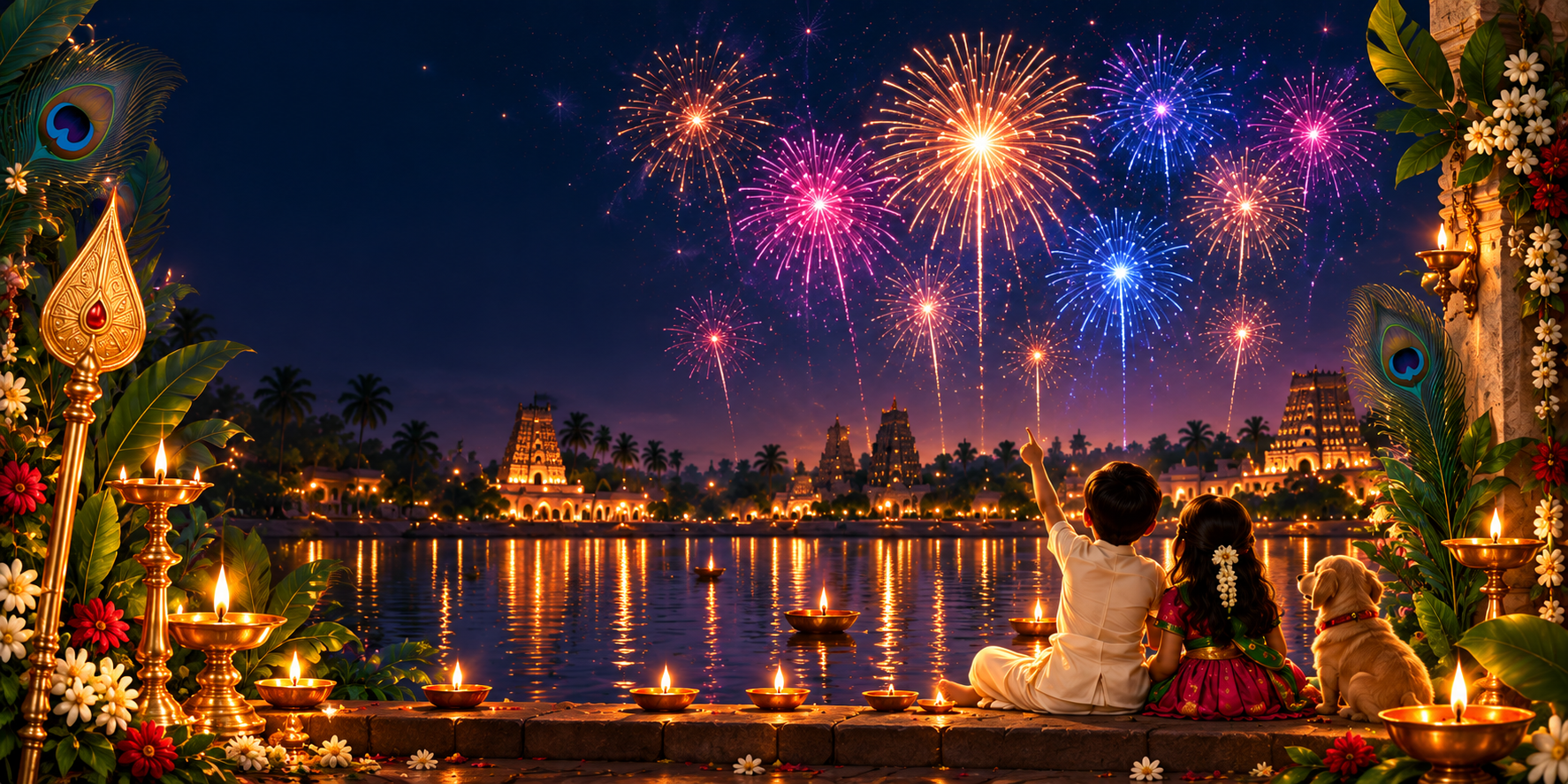 Diwali celebration with fireworks